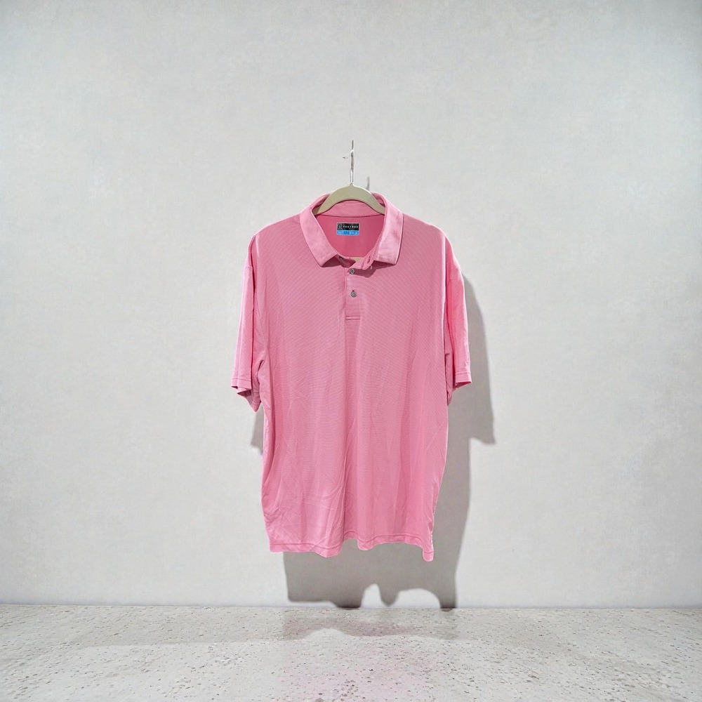 PGA TOUR Pink Geometric Print Golf Polo Shirt Men's XL Performance